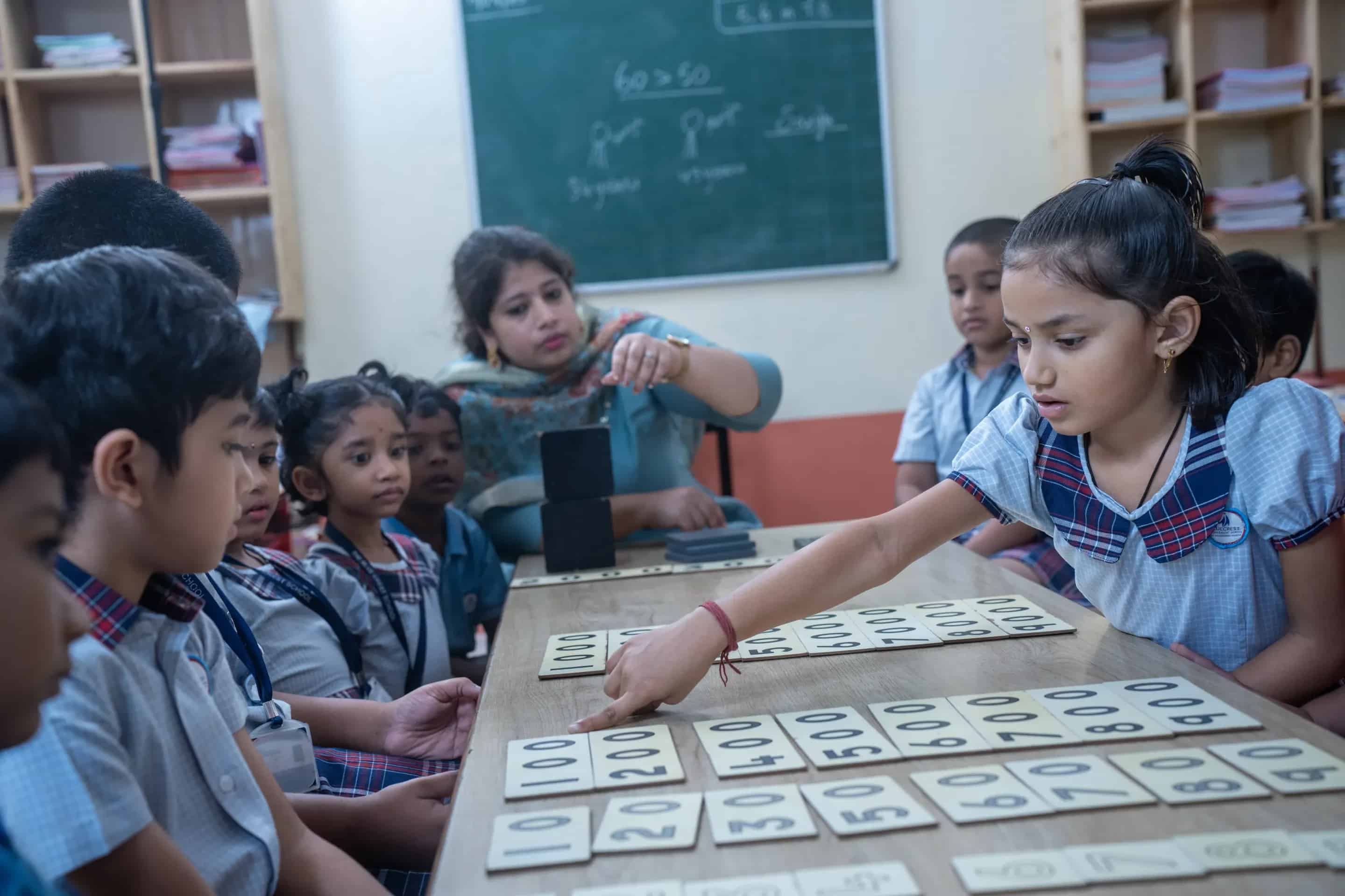 Teacher guiding a student
